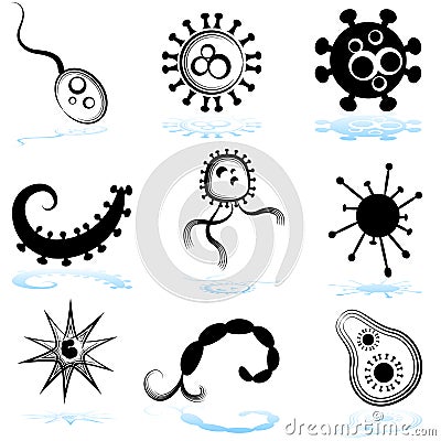 Microscopic Organism Set Vector Illustration