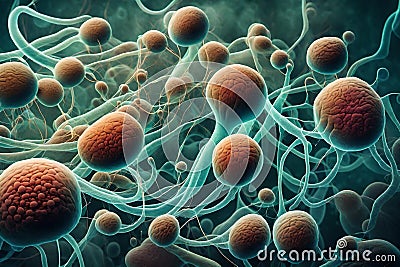 Microscopic Symphony: A Close-Up Exploration of Nano Technology and Biotechnology in Bacterial Art Stock Photo