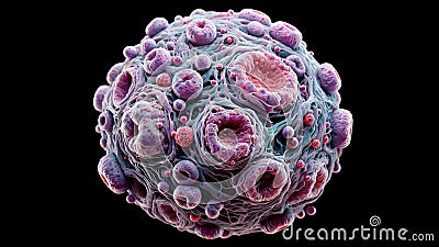 Microscopic View of Cancer: High-Resolution Image of Human Cancer Cells: Genetic Diseases Stock Photo