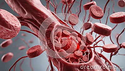 A microscopic view of a cell structure, showcasing the intricate network of organelles and cytoplasm Stock Photo