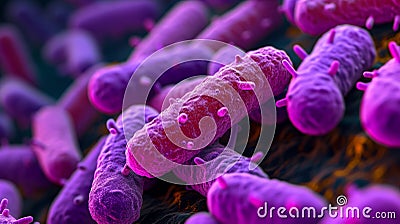 Microscopic View of Haemophilus Influenzae Bacteria AI Generated Cartoon Illustration