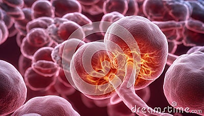 A microscopic view of a kidney cell, showcasing its intricate structure Stock Photo