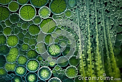 microscopic view of plant cells with chloroplasts Stock Photo