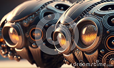 Microscopik view of a nanorobot. Futuristic concept of nanoid robotics. Nanotechnology close-up. Generative ai Stock Photo
