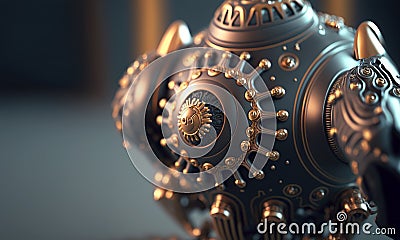 Microscopik view of a nanorobot. Futuristic concept of nanoid robotics. Nanotechnology close-up. Generative ai Stock Photo
