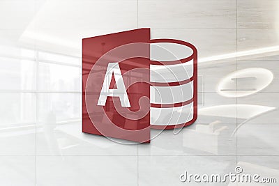 Microsoft access 2013 on glossy office wall realistic texture Editorial Stock Photo