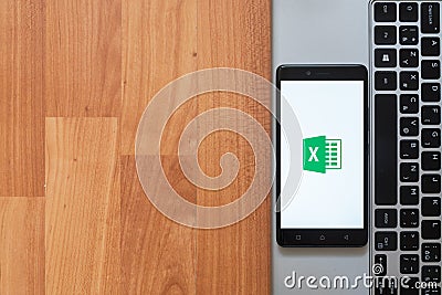 Microsoft Office Excel on smartphone screen Editorial Stock Photo