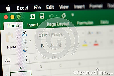 MIcrosoft office excel spreadsheet Editorial Stock Photo