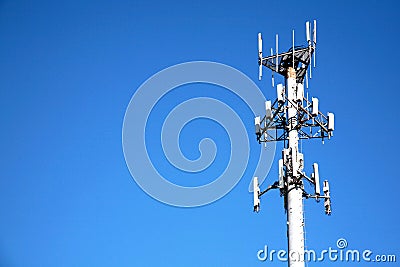 Microwave Communication Tower Stock Photo