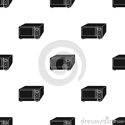 Microwave icon in black style isolated on white background. Kitchen pattern stock vector illustration. Vector Illustration