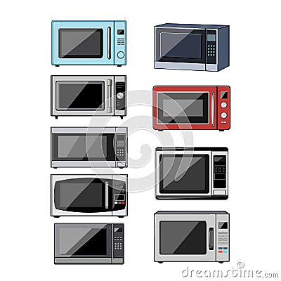 microwave kitchen set cartoon vector illustration Cartoon Illustration