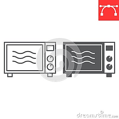 Microwave line and glyph icon Vector Illustration