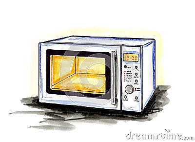 Microwave Oven Cartoon Illustration