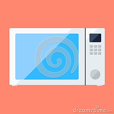 Microwave oven flat icon with knob Vector Illustration