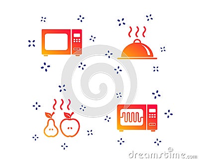 Microwave oven icon. Cooking food serving. Vector Vector Illustration