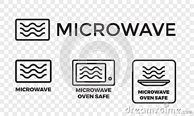 Microwave oven safe vector icon templates Vector Illustration