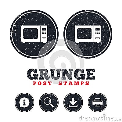 Microwave oven sign icon. Kitchen electric stove. Vector Illustration