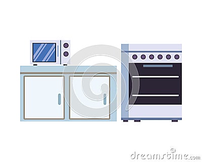 Microwaves ovens in drawer kitchen appliance isolated icon Vector Illustration