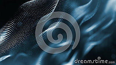 3d rendering background of microworld or sci-fi theme with glowing particles form curved lines, 3d surfaces, grid Stock Photo