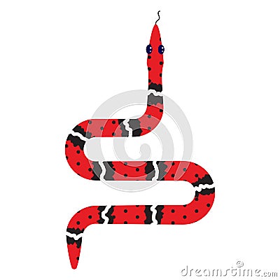 Micrurus red snake cartoon vector illustration on white. Vector Illustration