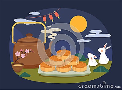 Mid-Autumn Festival mooncakes Vector Illustration