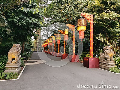 Sep 03/2019 MID-AUTUMN FESTIVAL at garden by the bay -giant lantern route, Singapore Editorial Stock Photo