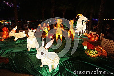 Mid-Autumn Lantern Carnival in Hong Kong Editorial Stock Photo