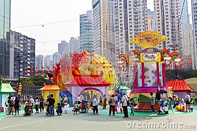 Mid-Autumn Lantern Carnival in Hong Kong Editorial Stock Photo