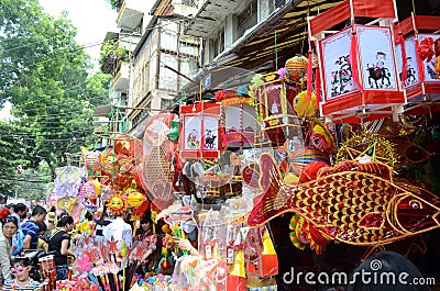 Mid autumn lantern for children are for sale on the street Editorial Stock Photo