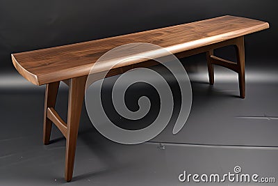 mid-century modern bench, with sleek curved lines and durable finish Stock Photo