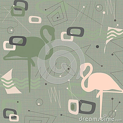 Md Century Modern Flamingo Background Fabric Stock Photo