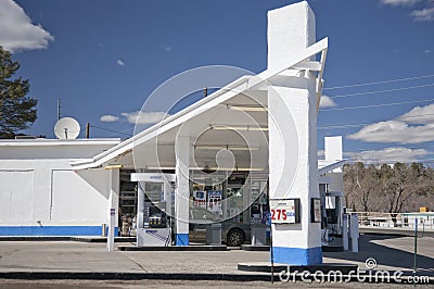 Mid-Century Modern Gas Station Editorial Stock Photo