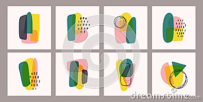 Contemporary templates with abstract shapes modern mid century boho style. Vector Illustration