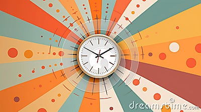 mid century modern sunburst wall clock Stock Photo