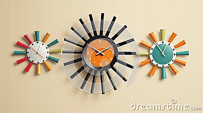 mid century modern sunburst wall clock Stock Photo