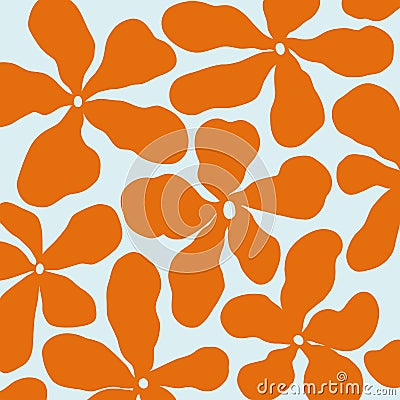 Mid Century Orange Minimalist Flower Power Vector Illustration