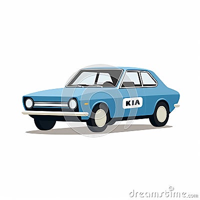 Mid-century Style American City Kia Car Vector Illustration Cartoon Illustration