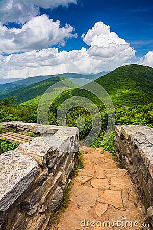 Mid-day view of the Appalachian Mountains from Craggy Pinnacle, Stock Photo