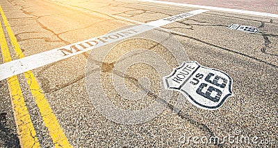 Mid point of route66 in USA Stock Photo
