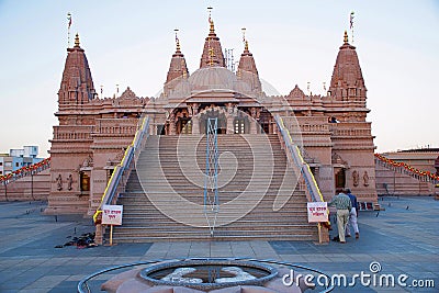 Mid shot of entrance, BAPS Swaminarayan mandir Katraj Editorial Stock Photo