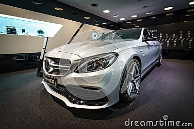 Mid-size car Mercedes-Benz C-Class AMG C63 W205. Editorial Stock Photo