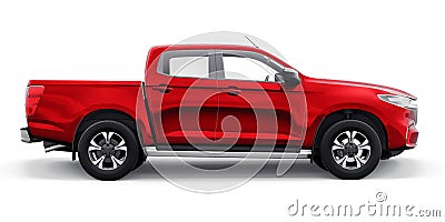Mid-size modern pickup truck. 3D illustration Cartoon Illustration