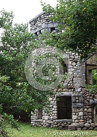 Summertime at the tower of Bancroft Castle, Groton, Massachusetts, Middlesex County Stock Photo