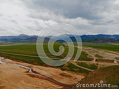 The midair view of Western China, beautiful landscape Stock Photo