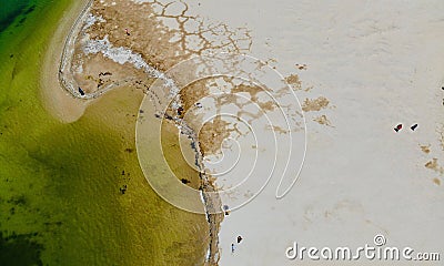 The midair view of Yardan National Geological Park, Gansu, China. Yardang has been created over time by the soft part of the earth Stock Photo