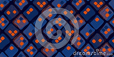 Midcentury style contrast orange and blue pattern Vector Illustration