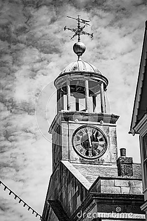 Midday On The Town Hall Clock, Taken From Below Stock Photo