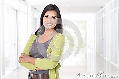 Middle age Asian woman smiling Stock Photo
