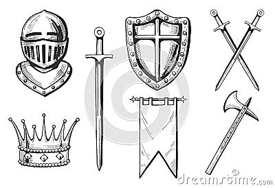 Middle age icons set Vector Illustration
