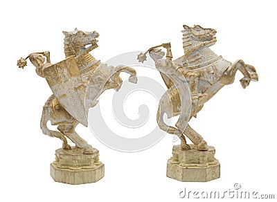 Middle age knight with horse toy. Stock Photo